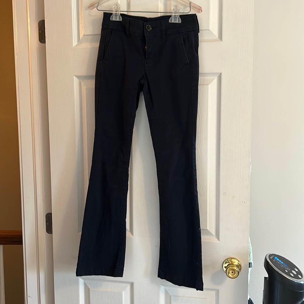 american eagle flare stretch khakis